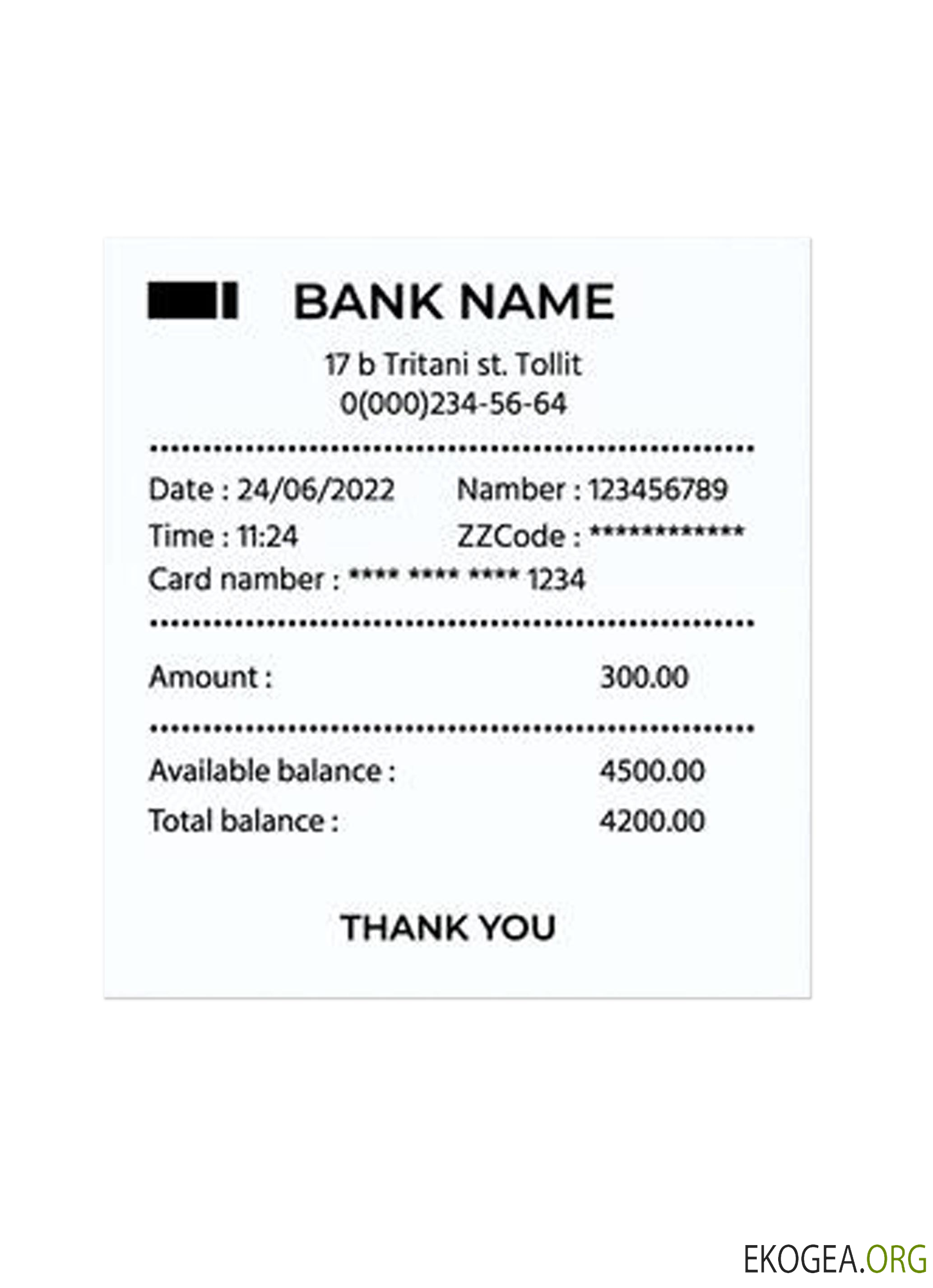 Reçu de paiement BANCAIRE template